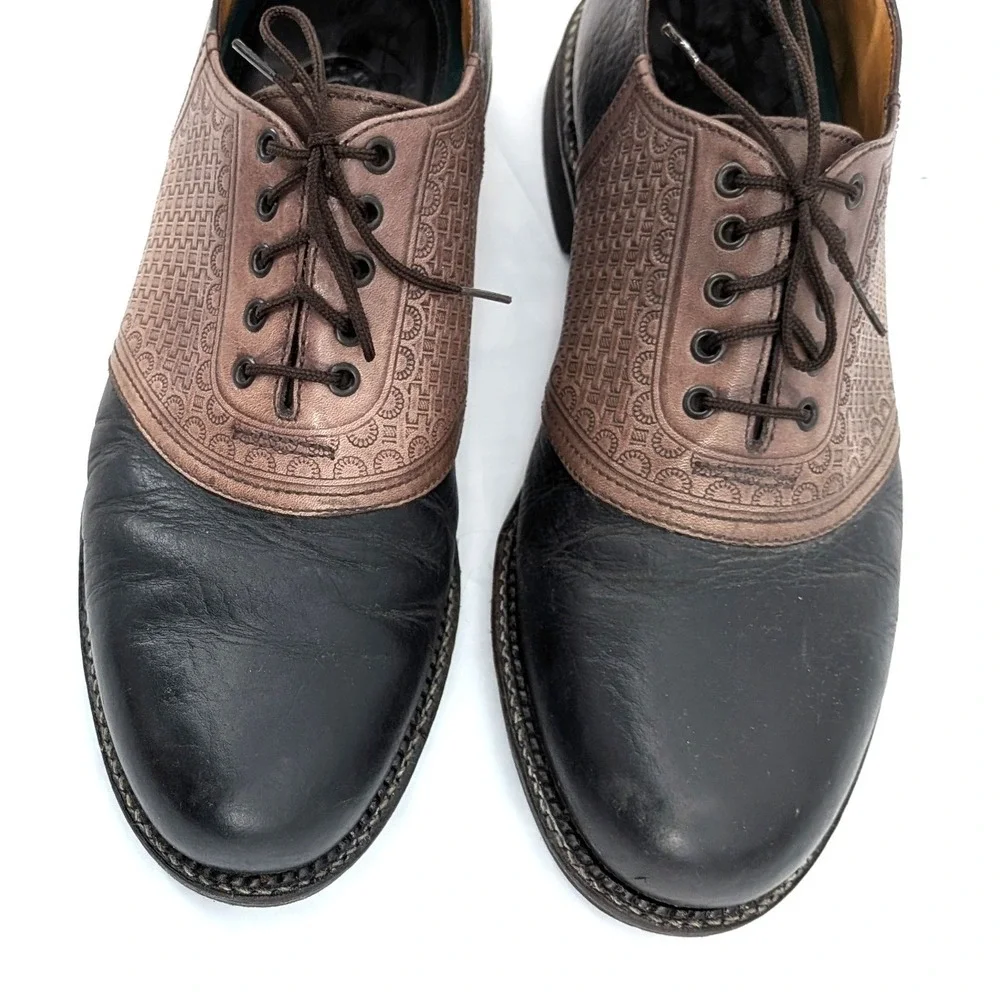 H.S. Trask Leather Saddle Shoes Black Brown Lace Up Oxfords‎ Size 11
